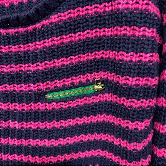 Tommy Hilfiger Blue Pink Striped Open Knit Cotton Sweater - Picture 3 of 6